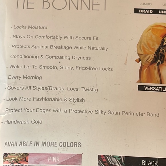 Velvet tie bonnet and two Velcro span wraps and one head wrap scarf turban. - Picture 4 of 8